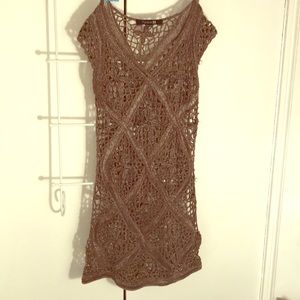 Brown knit tunic with a hint of sparkle